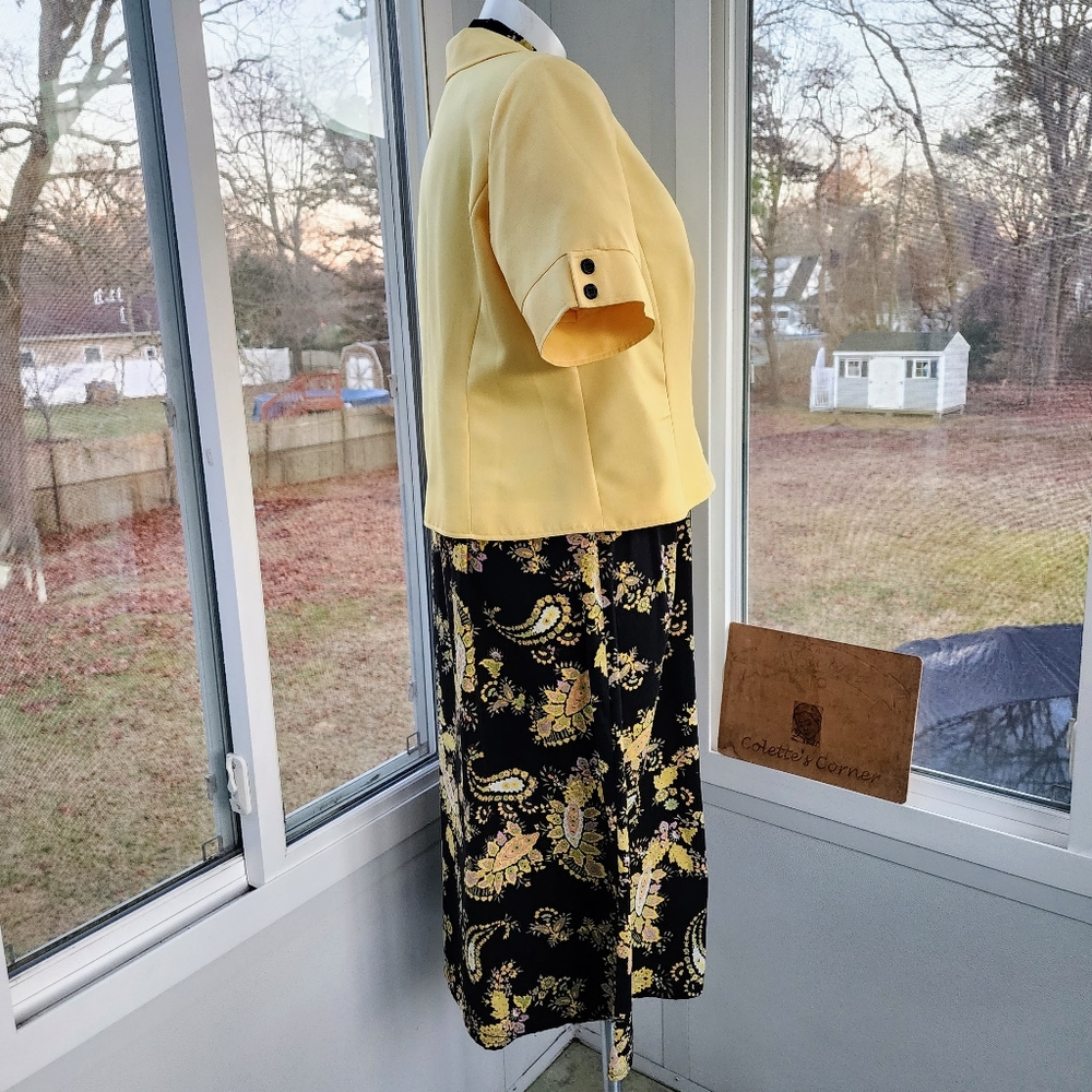 Studio 1 Black Yellow Paisley Sleeveless Dress & Short Sleeve Jacket 2 Piece Set - Picture 12 of 16